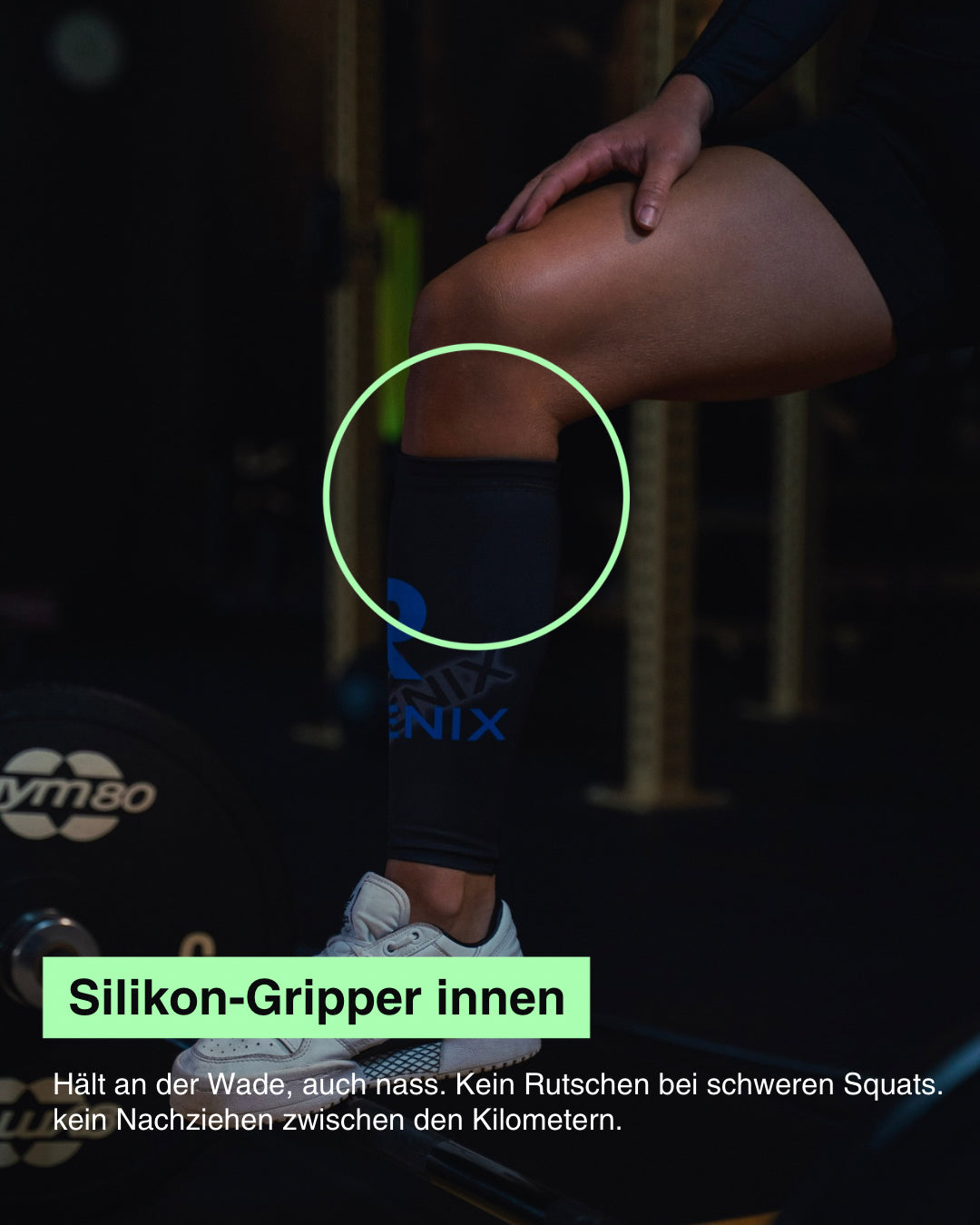 Regenix Performance Regenix Elite calf compression sleeves, black fabric with logo, designed for athletic support and recovery.